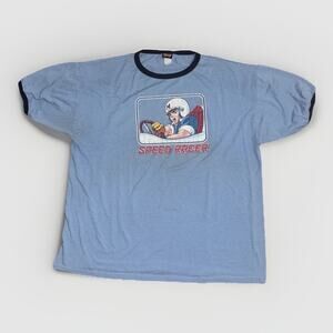 Vintage 2000s Speed Racer Ringer T-Shirt Blue XXL 26x30 Anime Cartoon Tee Japan